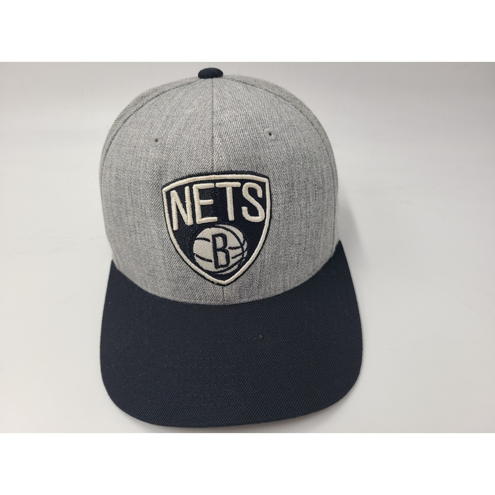 Brooklyn Nets Mitchell & Ness Snapback Hat Cap Wool Blend Casual NBA Gray Black